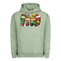 Pigment Oil Green Christmas tractor coffee cups Urban Hoodie - Zillion Design Studio