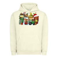 Pigment Pistachio Christmas tractor coffee cups Urban Hoodie - Zillion Design Studio