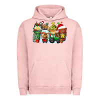 Pigment Salmon Christmas tractor coffee cups Urban Hoodie - Zillion Design Studio