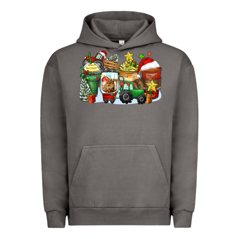 Christmas Tractor Coffee Cups Urban Hoodie by Zillion Design Studio | Teevron