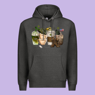 Coffee Cups Army Premium Hoodie Designed By Texasbilliewilder