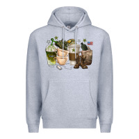 Heather Grey coffee cups army Premium Hoodie - texasbilliewilder