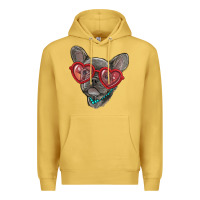 Antique Gold french bulldog with love glasses Premium Hoodie - RanaPortraitStore