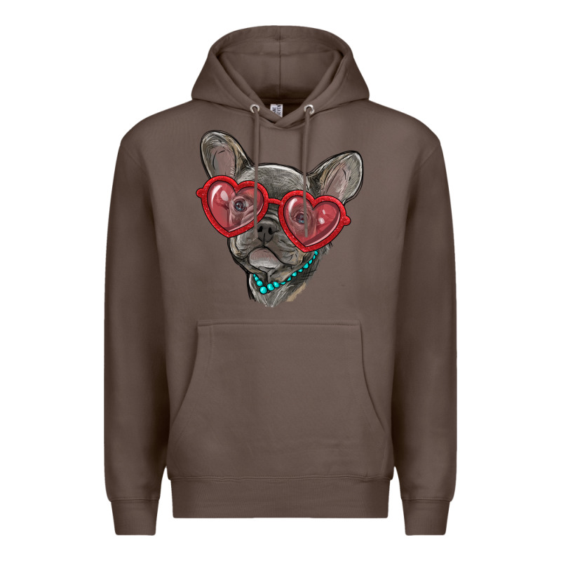 French Bulldog With Love Glasses Premium Hoodie by RanaPortraitStore | Teevron