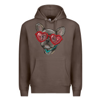 Coffee french bulldog with love glasses Premium Hoodie - RanaPortraitStore