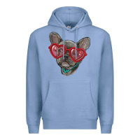 Colony Blue french bulldog with love glasses Premium Hoodie - RanaPortraitStore