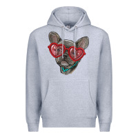 Heather Grey french bulldog with love glasses Premium Hoodie - RanaPortraitStore