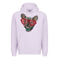 Lilac french bulldog with love glasses Premium Hoodie - RanaPortraitStore