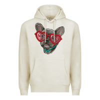 Oatmeal Heather french bulldog with love glasses Premium Hoodie - RanaPortraitStore