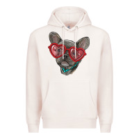 Pale Pink french bulldog with love glasses Premium Hoodie - RanaPortraitStore