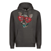 Smoke french bulldog with love glasses Premium Hoodie - RanaPortraitStore