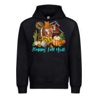 Black Happy Fall Y'all Longhorn Cow Urban Hoodie - RanaPortraitStore