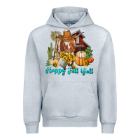 Heather Grey Happy Fall Y'all Longhorn Cow Urban Hoodie - RanaPortraitStore