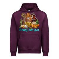 Mauve Wine Happy Fall Y'all Longhorn Cow Urban Hoodie - RanaPortraitStore