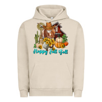 Pigment French Oak Happy Fall Y'all Longhorn Cow Urban Hoodie - RanaPortraitStore