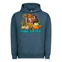 Pigment Midnight Navy Happy Fall Y'all Longhorn Cow Urban Hoodie - RanaPortraitStore