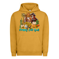 Pigment Peanut Butter Happy Fall Y'all Longhorn Cow Urban Hoodie - RanaPortraitStore