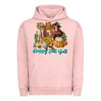 Pigment Salmon Happy Fall Y'all Longhorn Cow Urban Hoodie - RanaPortraitStore