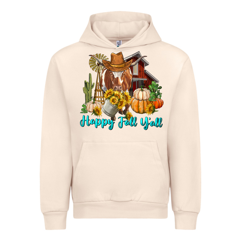Happy Fall Y'all Longhorn Cow Urban Hoodie by RanaPortraitStore | Teevron