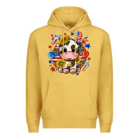 Antique Gold cute cow fourth of july Premium Hoodie - texasbilliewilder