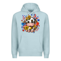 Blue Mist cute cow fourth of july Premium Hoodie - texasbilliewilder