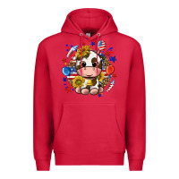 Cardinal cute cow fourth of july Premium Hoodie - texasbilliewilder