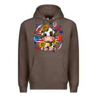 Coffee cute cow fourth of july Premium Hoodie - texasbilliewilder