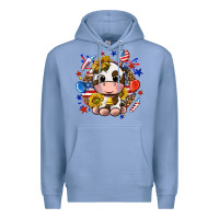 Colony Blue cute cow fourth of july Premium Hoodie - texasbilliewilder