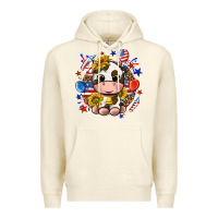 Sandshell cute cow fourth of july Premium Hoodie - texasbilliewilder