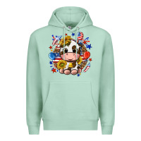 Seafoam cute cow fourth of july Premium Hoodie - texasbilliewilder