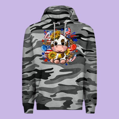 Cute Cow Fourth Of July Premium Hoodie Designed By Texasbilliewilder