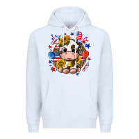 White cute cow fourth of july Premium Hoodie - texasbilliewilder