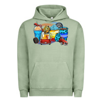 Pigment Oil Green truck coffee cups Urban Hoodie - Zillion Design Studio
