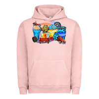 Pigment Salmon truck coffee cups Urban Hoodie - Zillion Design Studio