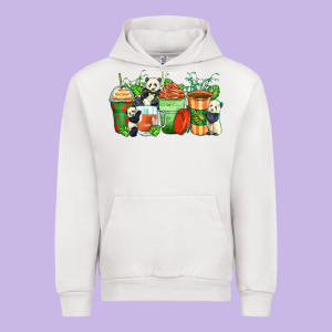 Panda Coffee Cups Urban Hoodie Designed By Zillion Design Studio