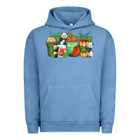 Pigment Pebble Blue panda coffee cups Urban Hoodie - Zillion Design Studio