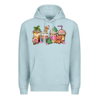Blue Mist pink gingerbread coffee cups Premium Hoodie - Zillion Design Studio