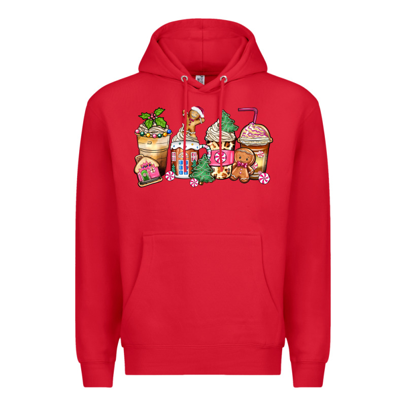Pink Gingerbread Coffee Cups Premium Hoodie by Zillion Design Studio | Teevron
