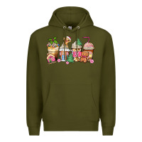 Pink Gingerbread Coffee Cups Premium Hoodie | Teevron