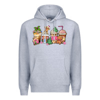 Heather Grey pink gingerbread coffee cups Premium Hoodie - Zillion Design Studio