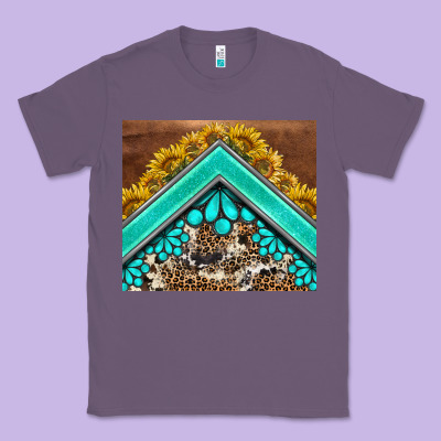 Western  Sunflower Turquise Gemstone  Tumbler Classic Tee Designed By Barkaloodesign
