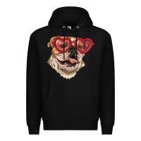 Black english bulldog with love glass Premium Hoodie - RanaPortraitStore
