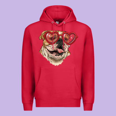 English Bulldog With Love Glass Premium Hoodie Designed By Ranaportraitstore