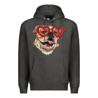 Charcoal Heather english bulldog with love glass Premium Hoodie - RanaPortraitStore