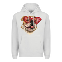 Dove Grey english bulldog with love glass Premium Hoodie - RanaPortraitStore