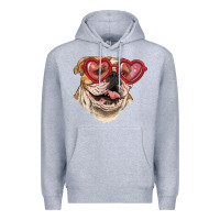Heather Grey english bulldog with love glass Premium Hoodie - RanaPortraitStore