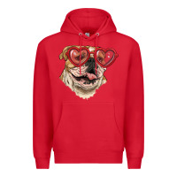 Red english bulldog with love glass Premium Hoodie - RanaPortraitStore