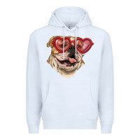White english bulldog with love glass Premium Hoodie - RanaPortraitStore