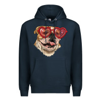 Navy english bulldog with love glass Premium Hoodie - RanaPortraitStore