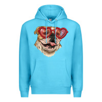 Ocean Blue english bulldog with love glass Premium Hoodie - RanaPortraitStore